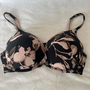 Cacique Smooth Boost Plunge Bra - Black & Pink - 38DD